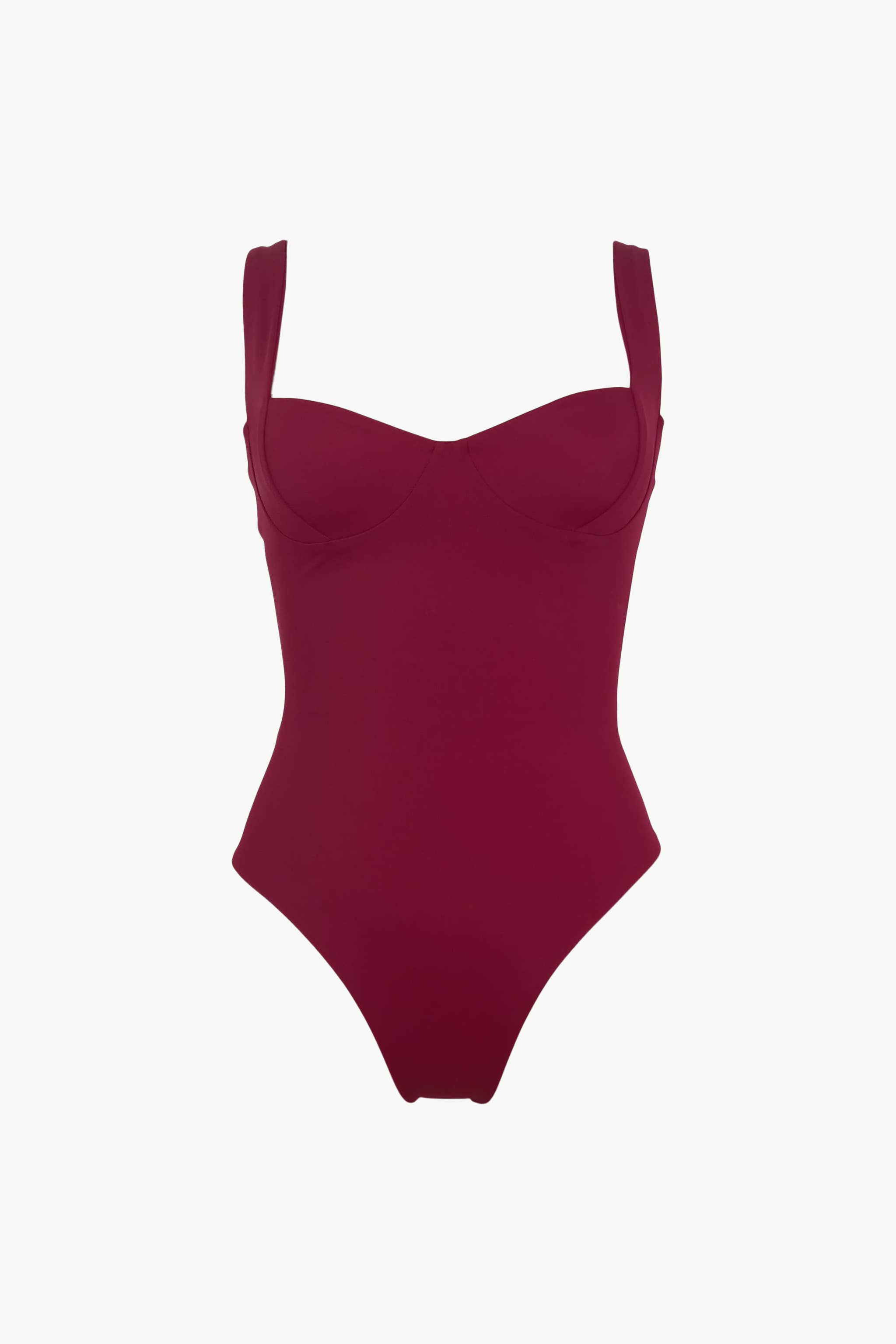 BORNEO PARIS - Wholesale One Piece Swimsuit - Women's - Red Burgundy One Piece Swimsuit with cupped neckline | Sustainable