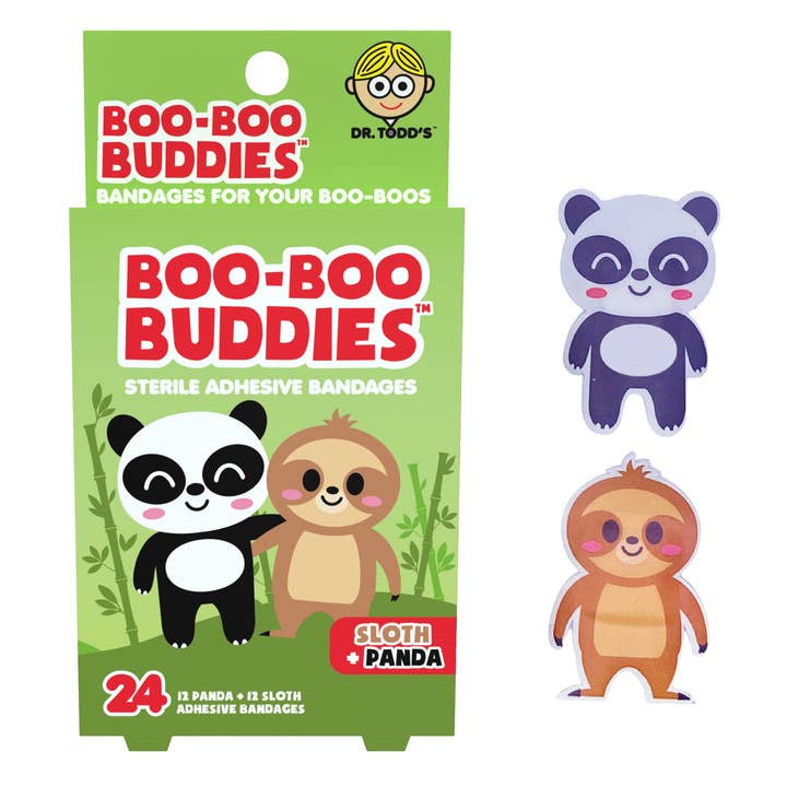 Kinderpleisters – Luiaard + Panda (24 stuks, latexvrij) voor wholesale door Boo Boo Buddies