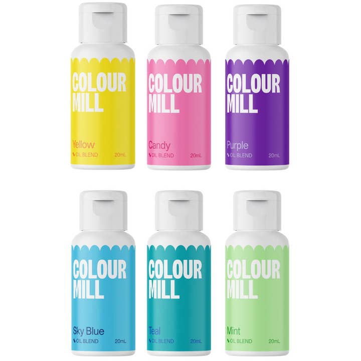 Colorante Alimentare a Base di Olio Colour Mill, 20 Millilitri, Confezione Pool Party per la vendita all'ingrosso da parte di Cake Supply Imports
