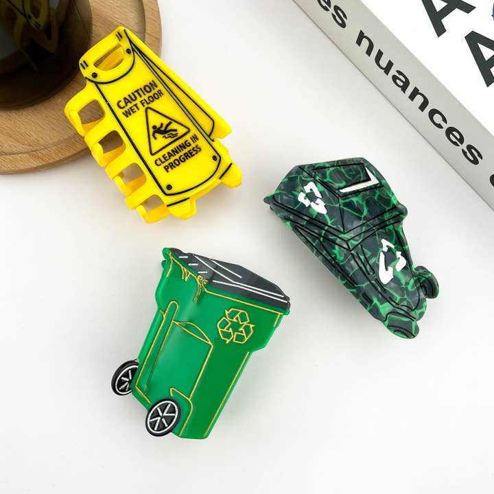 TheDivaSoap - Wholesale Hair Clip - Women's - Funny Trash Can Claw Clip, Floor Sign Hair Clip4