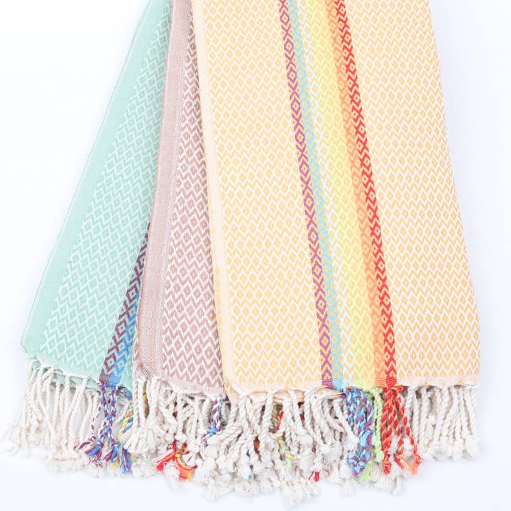 Anatolia Loom - Wholesale Beach Towel - Woven Turkish Cotton Towel with Rainbow Ethnic Detail8