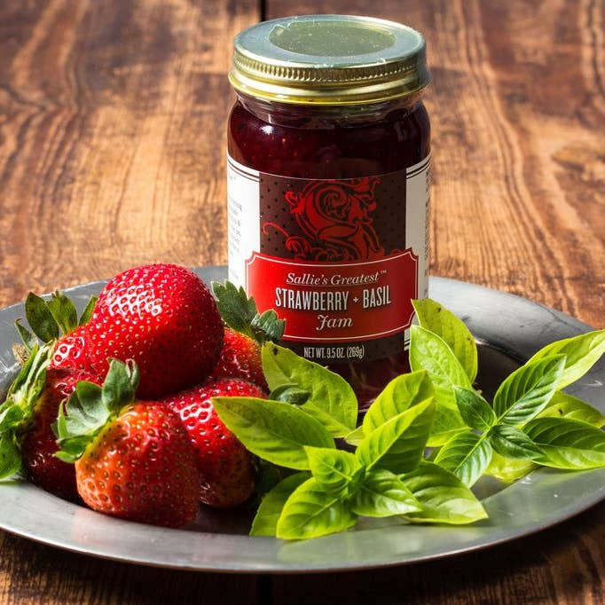 Sallie's Greatest - Wholesale Jam/Jelly - 9.5 oz. Strawberry + Basil Jam0