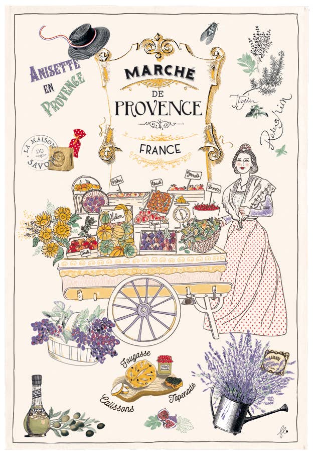Maison Vivaraise & La Cerise sur le Gâteau - Wholesale Tea Towel - Les Marches De Provence Tea Towel 48 X 720