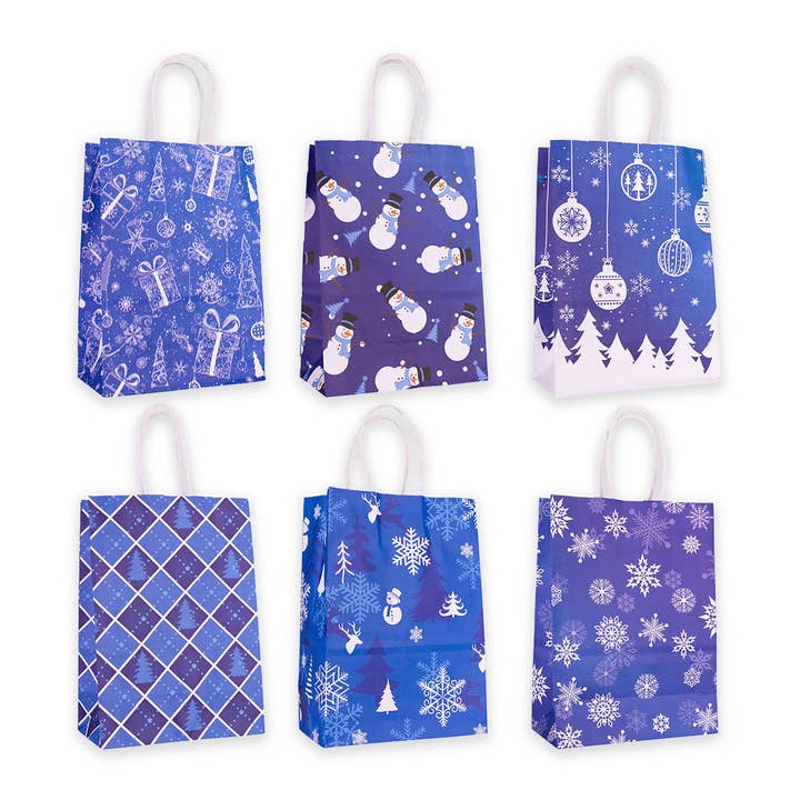 Gavepose af papir XMAS BLÅ XS for engroshandel hos Accentra