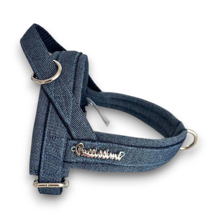 Pacific Denim One-Click Dog Harness for wholesale by Puccissimé Pet Couture