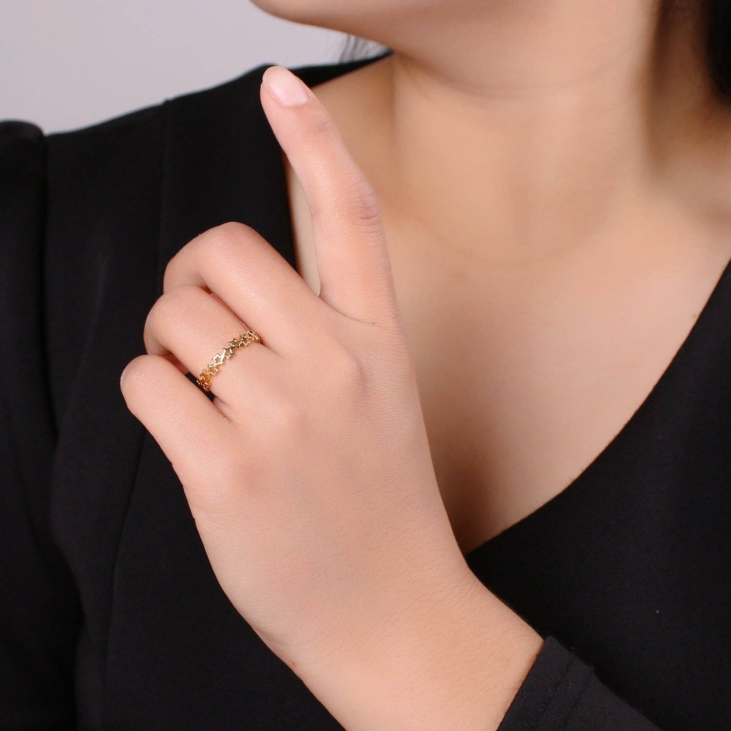 Aim Eternal - Wholesale Band/Stacked Ring - Dainty Star Ring, Gold Minimalist Ring, Stacking Rings for Women, Simple Open Ring, 18k Gold Filled Ring, Gift for Her3