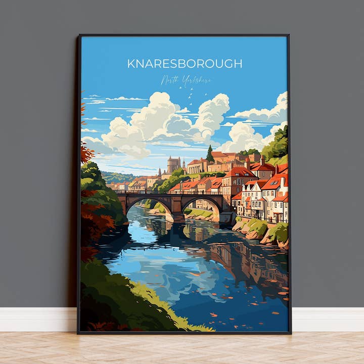 Knaresborough reseaffisch, reseposter av Knaresborough, present från North Yorkshire, England, present till Knaresborough konstälskare, väggkonstaffisch för wholesale av NQ Media Designs