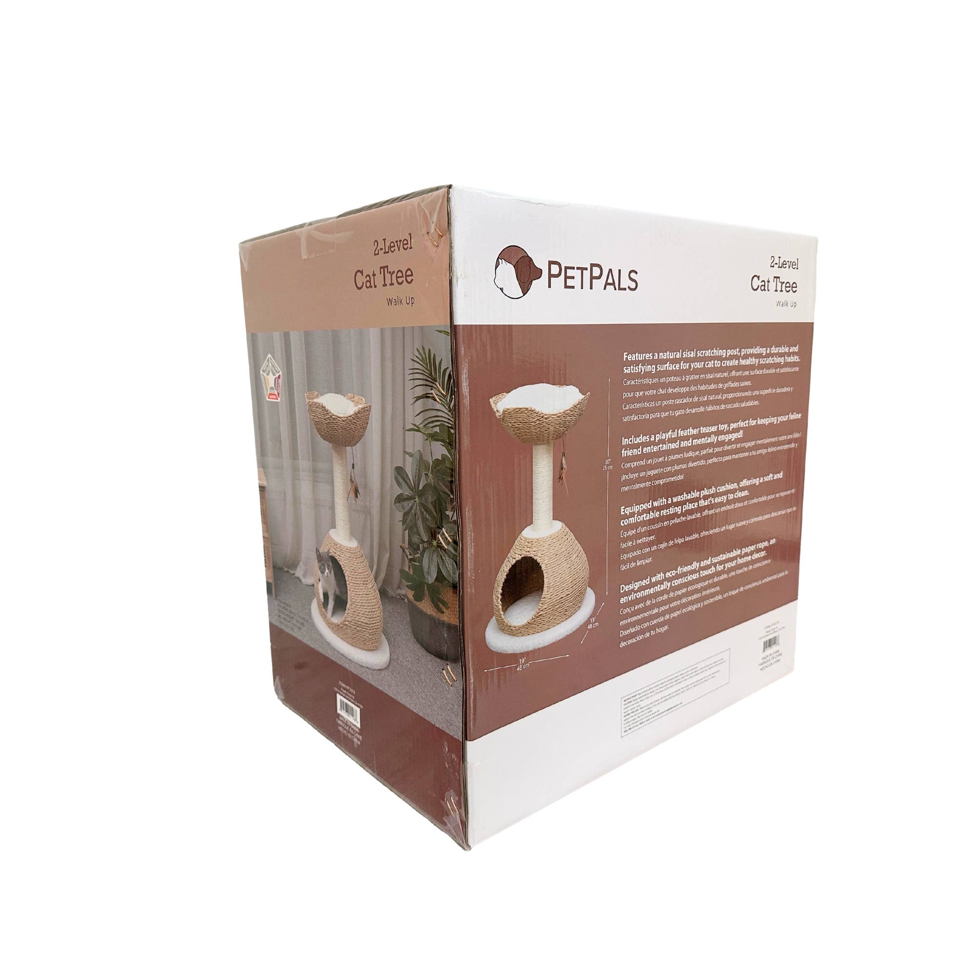 PetPals Group - Wholesale Pet Scratcher - Cat - PetPals Walk Up Cat Tree with Fleece Perch, Handwoven Basket1