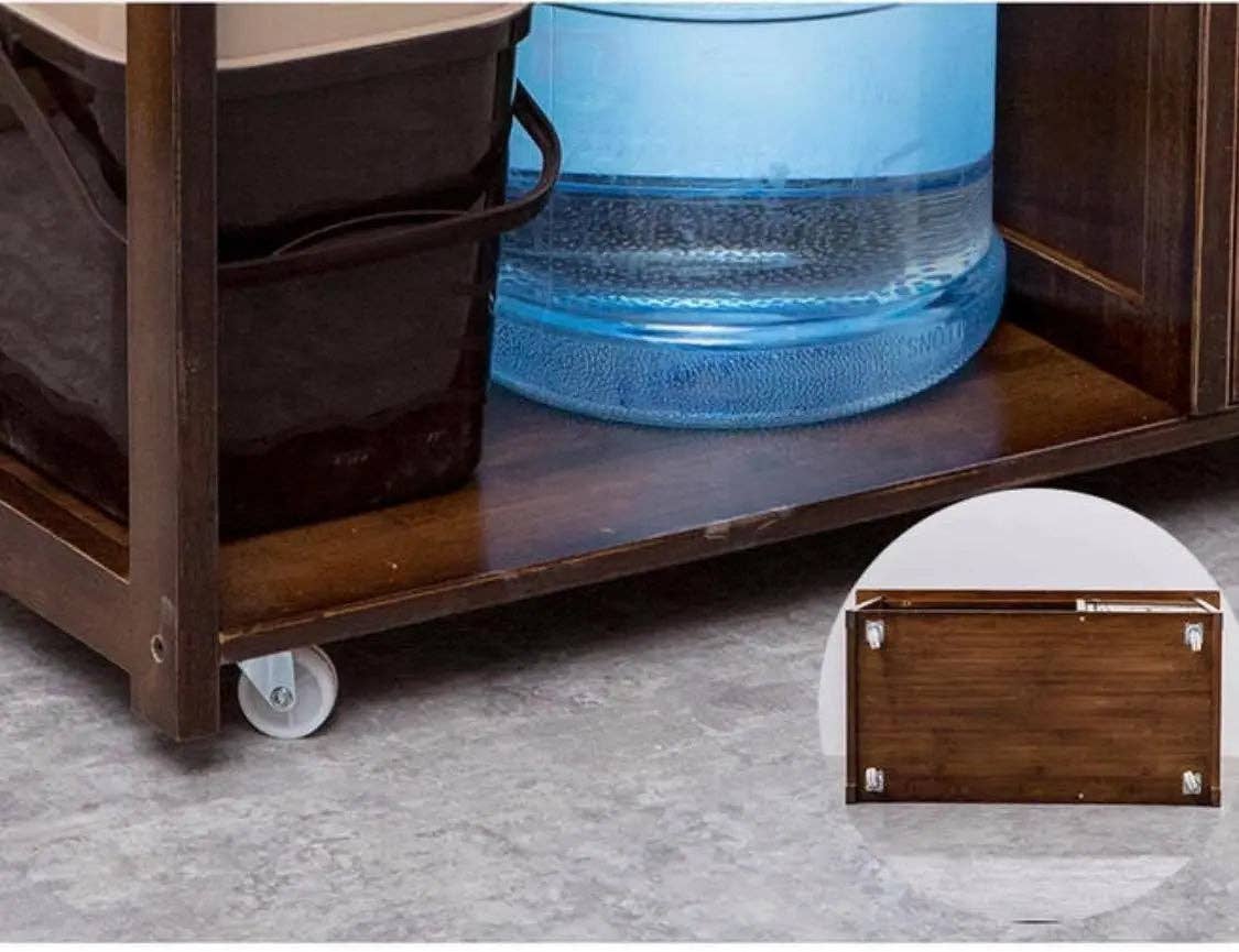 everythingbamboo – Engroshandel Serveringsbakke – Bambusbord Bambus Gongfu te-sofabord Serveringsbakkeskab med hjul9