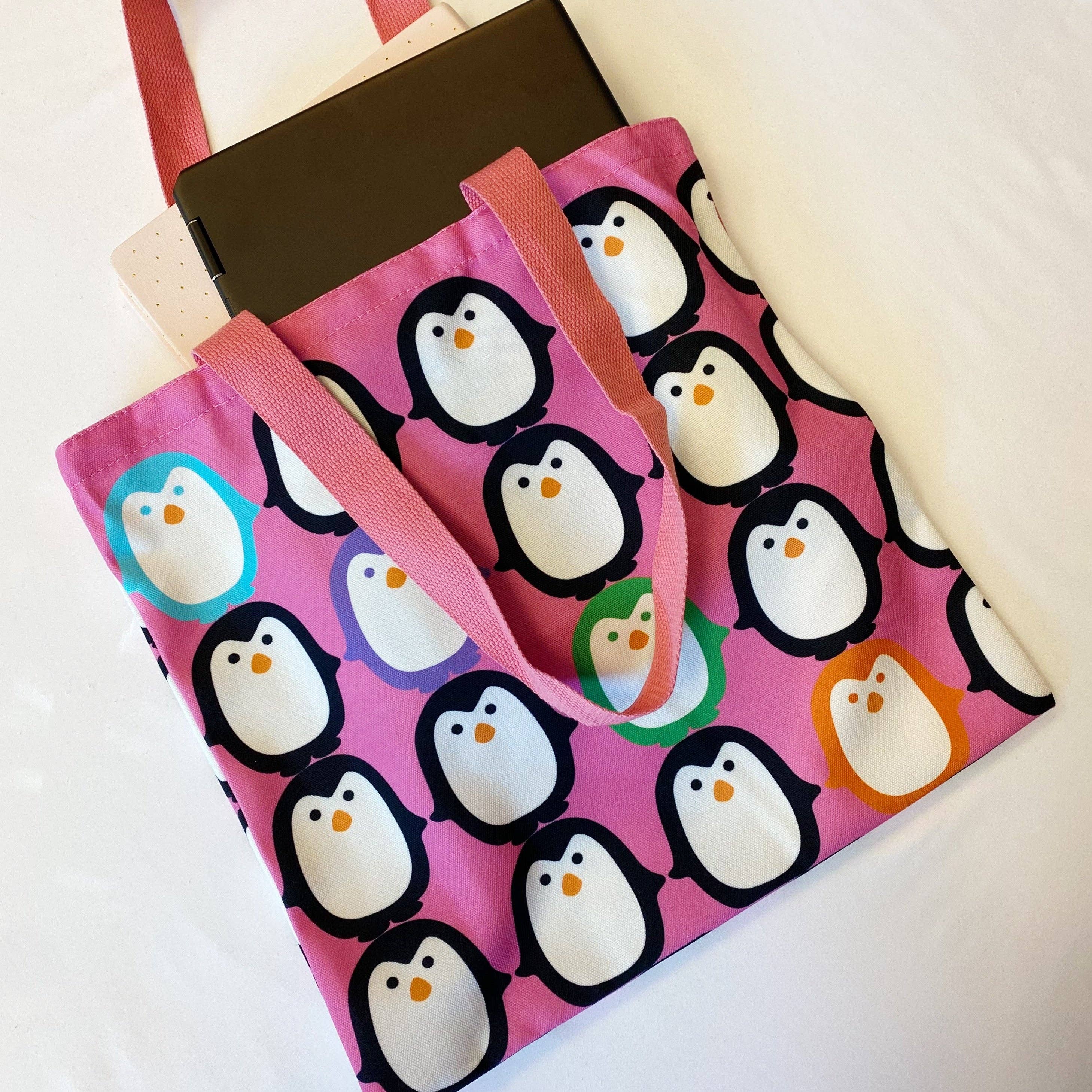 Ellison+Young - Wholesale Tote Bag - Women's - Let’s Hold Hands Penguin Canvas Tote1
