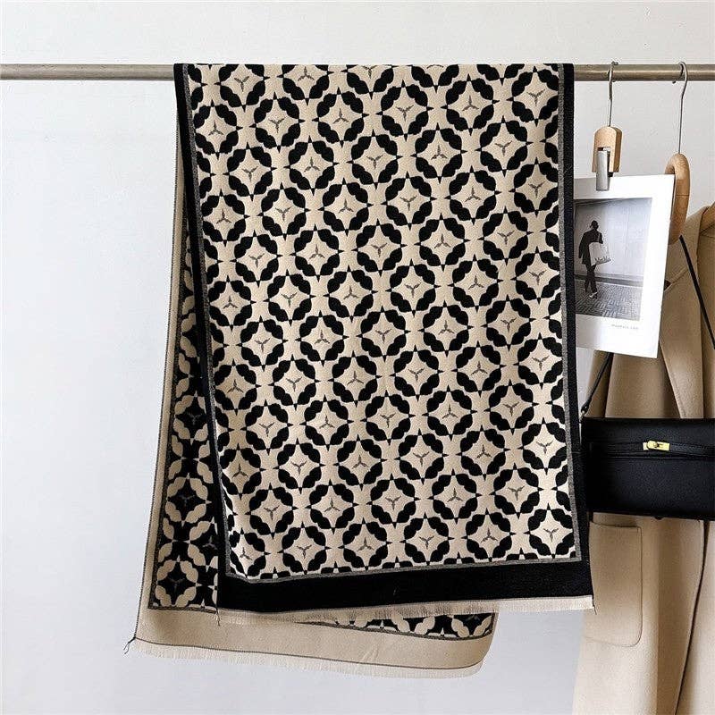 Ekartini - Wholesale Scarf - Women's - Women's Double-Sided Camellia Scarf   Chanel-Style Elegant Warm Neck Warmer Shaw5