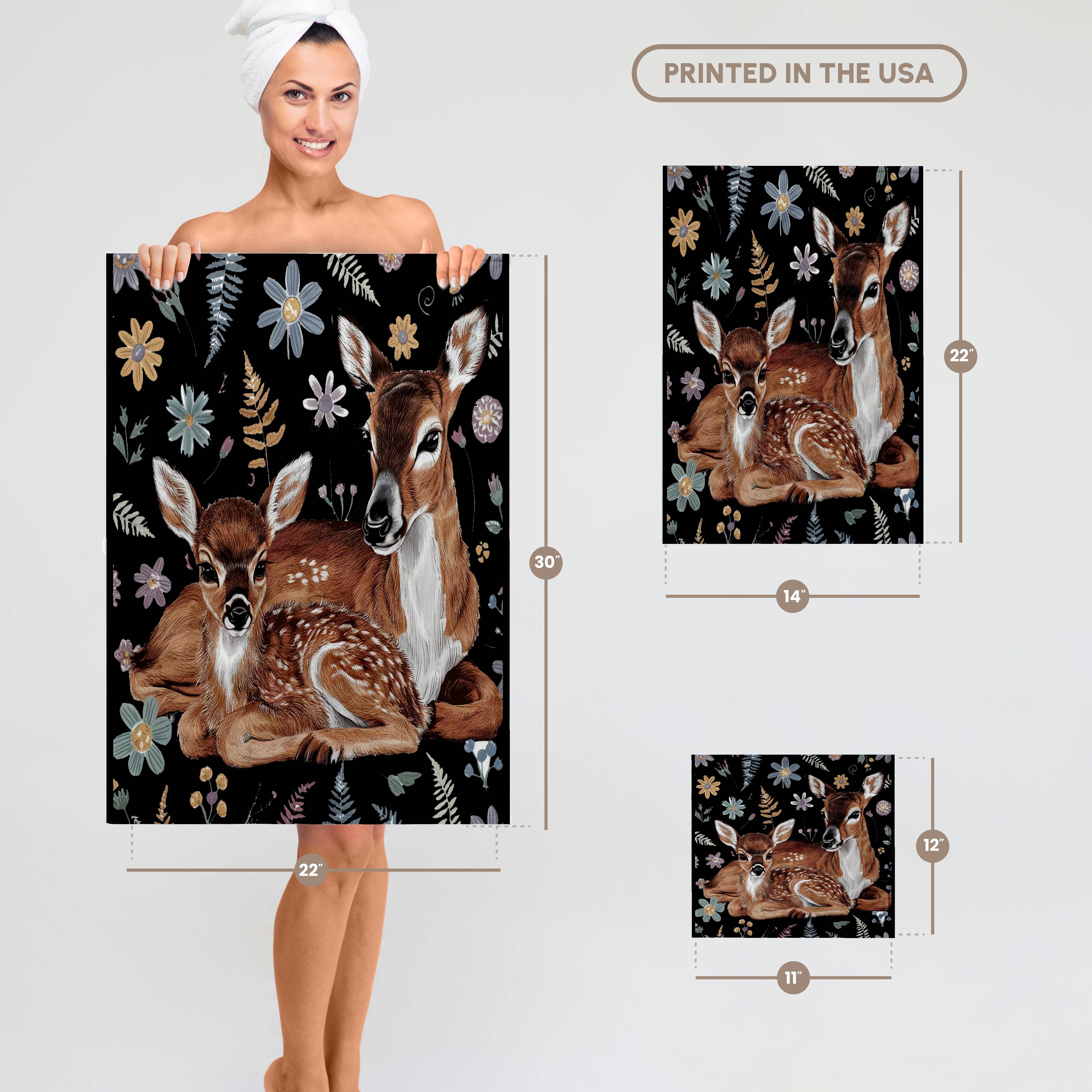 3dRose - Vente Serviettes de bain - 3dRose, Mignonne Mère Biche et Bébé Faon Abstrait Nature, Serviette6