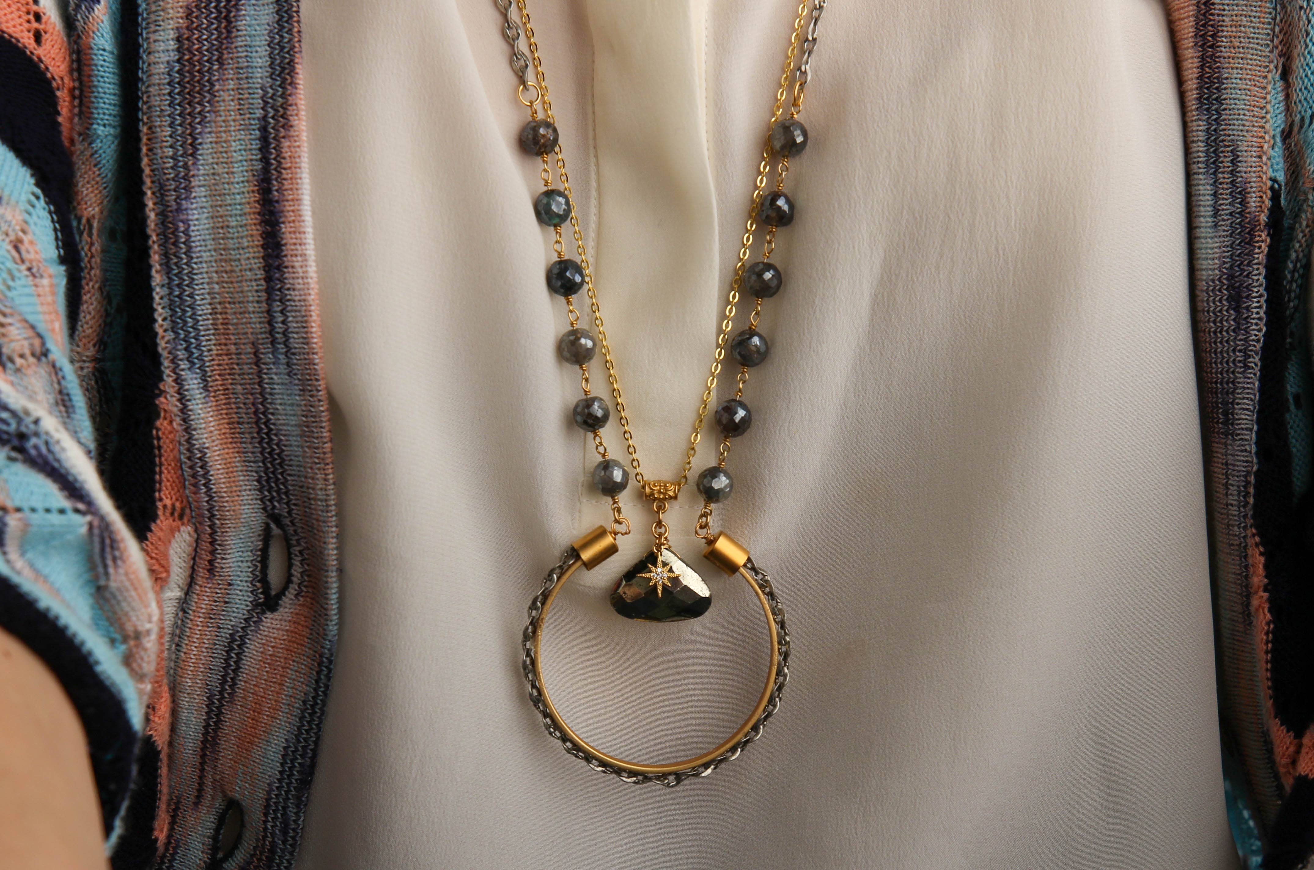 Catherine Page Jewelry - Wholesale Pendant/Charm Necklace - Simms Adjustable Pendant in Labradorite2