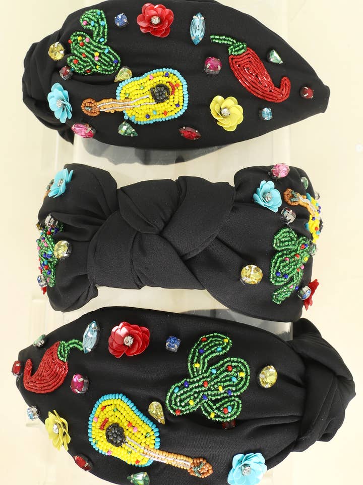 Cinco De Mayo Beaded Top Knotted Headband for wholesale by SP Sophia Collection