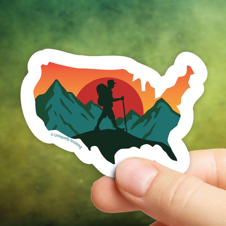 Hiking USA Sticker for wholesale by Uniquely Inviting