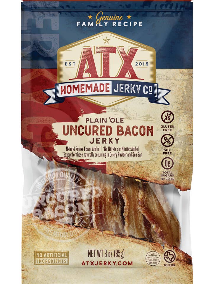 Plain ‘Ole Bacon Jerky for wholesale by ATX Homemade Jerky & Artisan Market