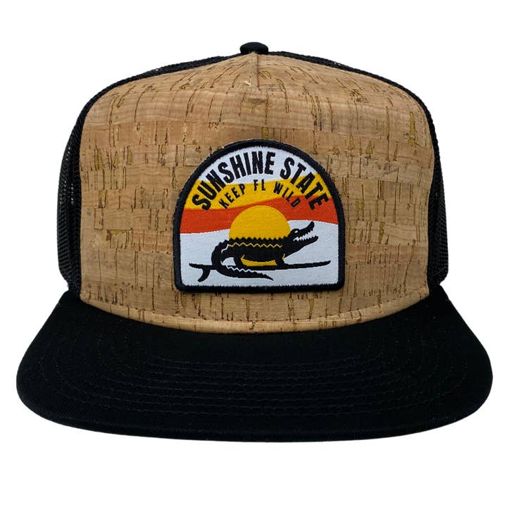 Sunshine State Surfing Gator Cork Trucker for wholesale by Sunshine State Goods