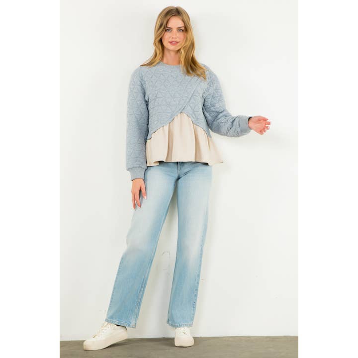 GRAY Mixed Media Sweater for wholesale on Faire2