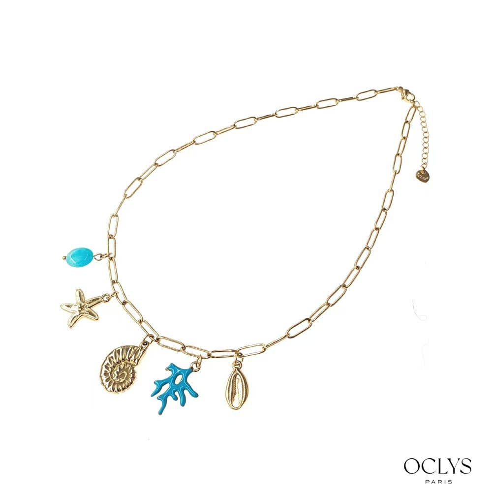 Oclys - Wholesale Halskettinghanger - Ketting met bedeltjes maritiem thema verguld roestvrij staal1