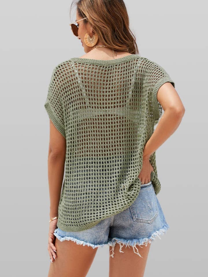 NINEXIS - Wholesale Knit Top - Women's - CWTBLS0762_BEACH SEXY KNIT CUT-OUT BATSLEEVE TOP