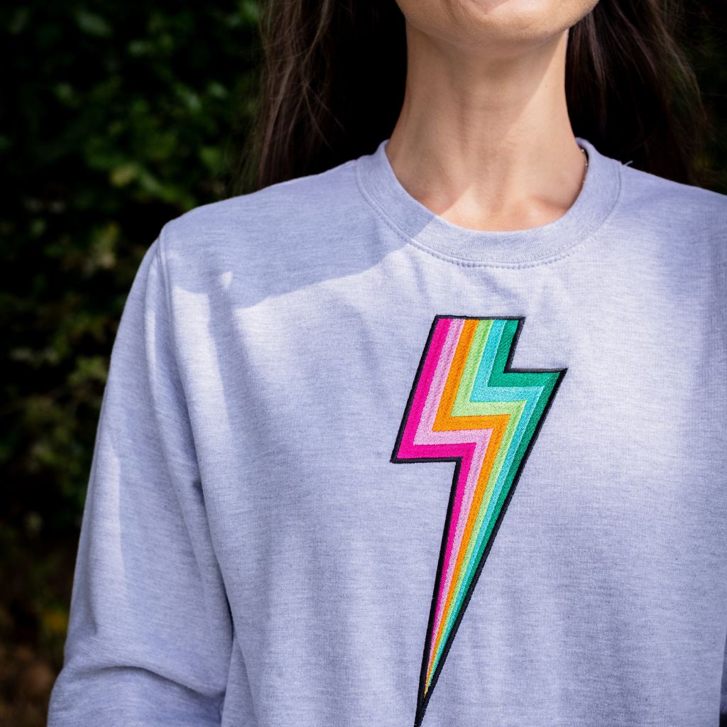 Percy and Nell Retail Limited – wholesale Sweatshirt – Women's – Embroidered Jewel Tone Bolt Sweatshirt in Navy1