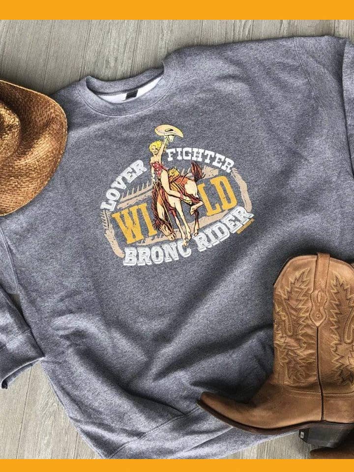 Felpa da pilota Lover, Fighter Bronc - Grigio melange per la vendita all'ingrosso da parte di THE LATTIMORE CLAIM