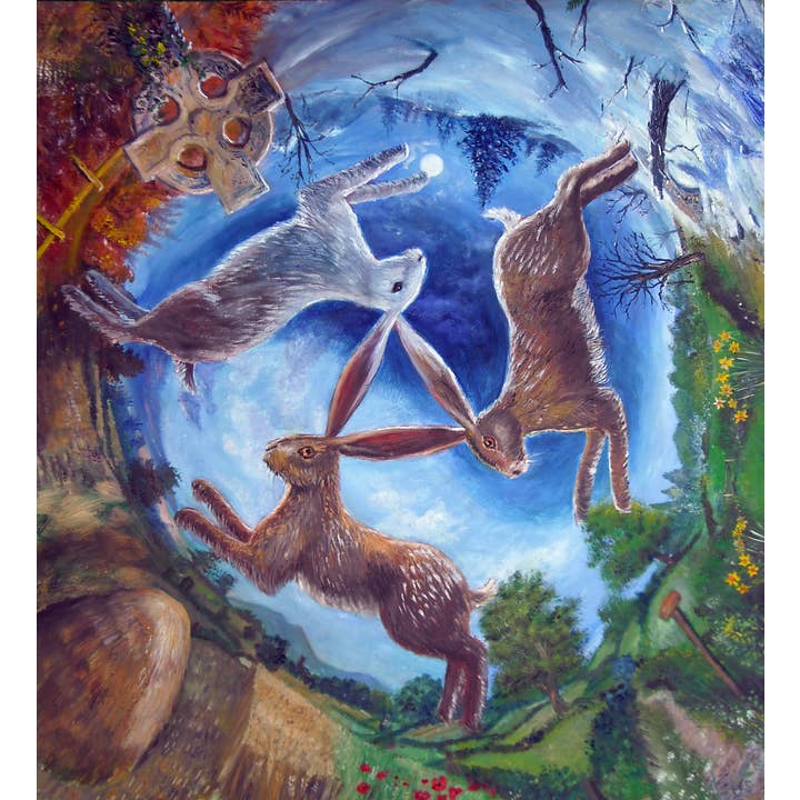 The Three Hares - Blank Greetings Card by Gordon Napier for wholesale by Eastgate Resource