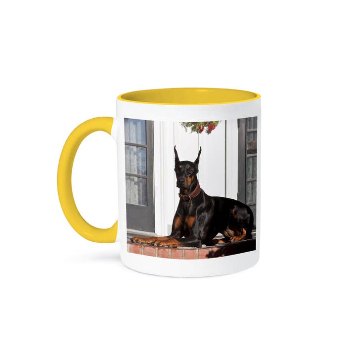 3dRose - Wholesale Coffee Mug - 3dRose, A Doberman Pinscher dog in front of house - US05 ZMU0311 - Zandria Muench Beraldo, Mug