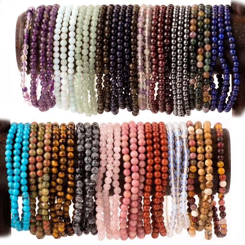 Benjamin International - Wholesale Beaded Bracelet - 4mm Crystal Gemstone Bracelets1