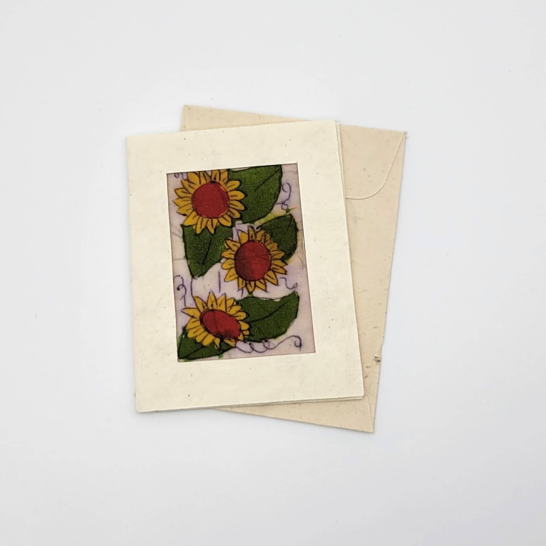 Eclectic Woodchuck - Wholesale Everyday Greeting Card - Batik Sunflower Mini Card4