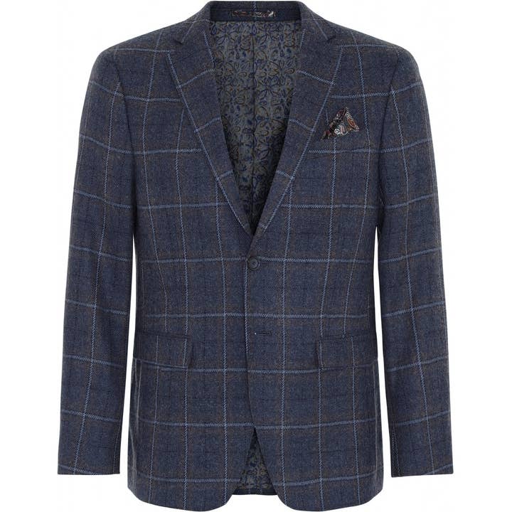 Blazer in lana elasticizzata Fresco Check - NAVY per la vendita all'ingrosso da parte di 2Blind2C