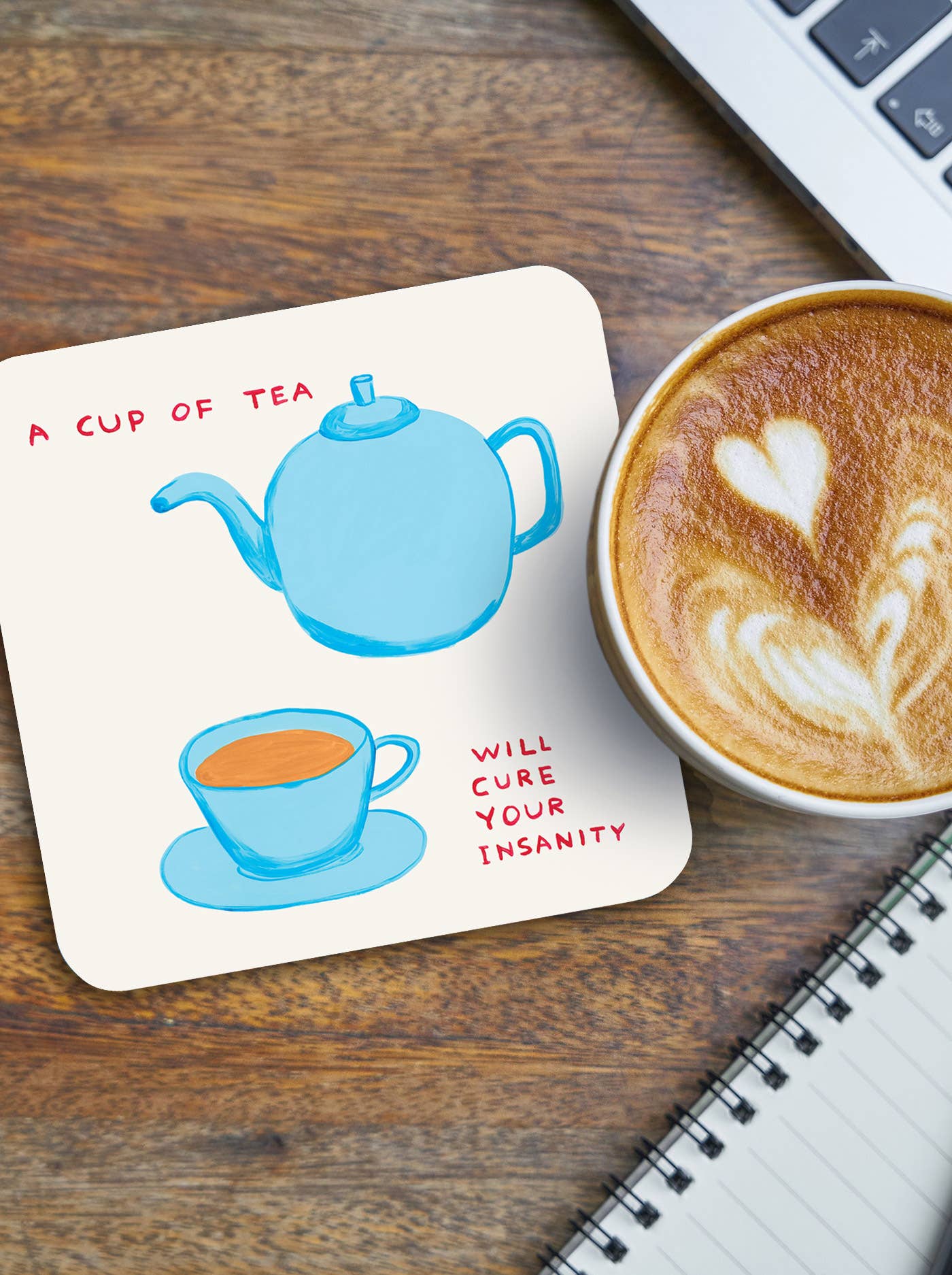David Shrigley x Brainbox Candy - Wholesale Coasters - Funny Gift David Shrigley Coaster - Cup Of Tea2