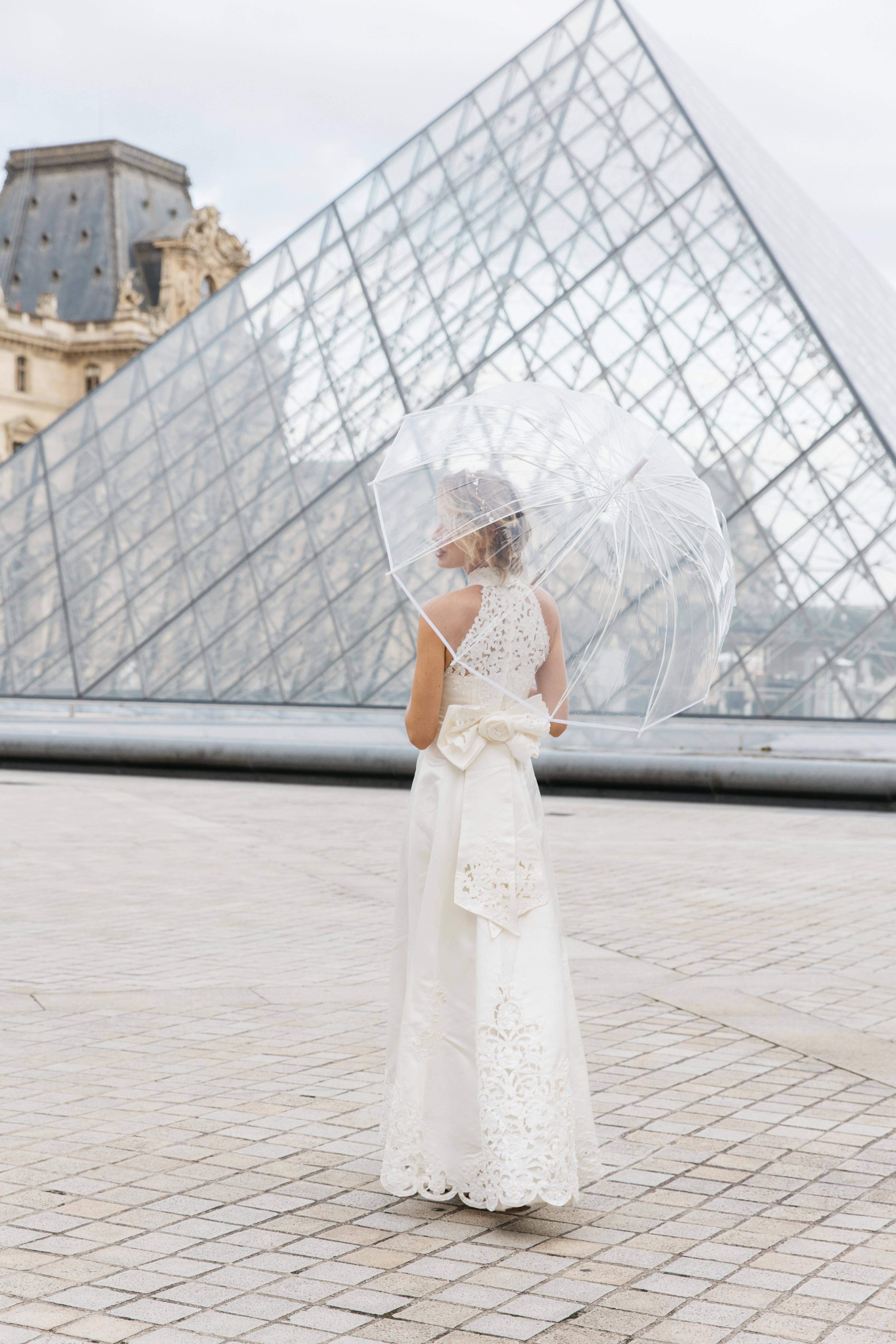 SMATI - Wholesale Umbrella – Women's - Large Transparent Wedding Umbrella - White Border5