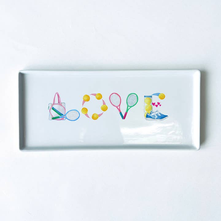 Tennis Love Icons Typography Tray 10.5" Long for wholesale by Dishique