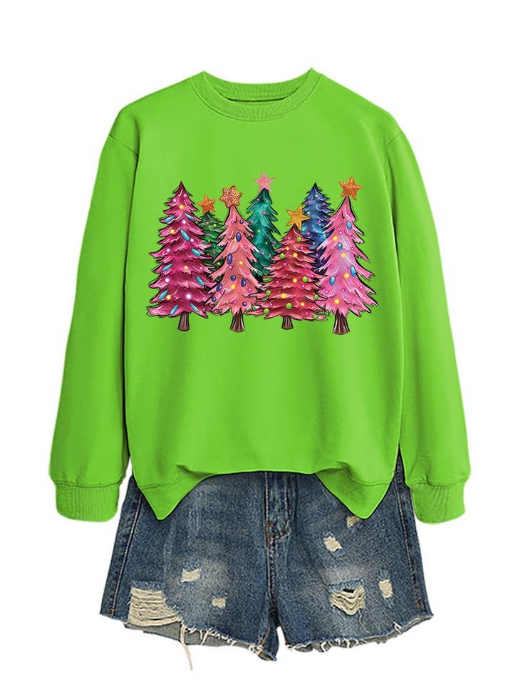NINEXIS - Wholesale Blouse - Women's - CWTBLL01353_SEVEN PINK CHRISTMAS TREES CREW NECK SWEATSHIRT18
