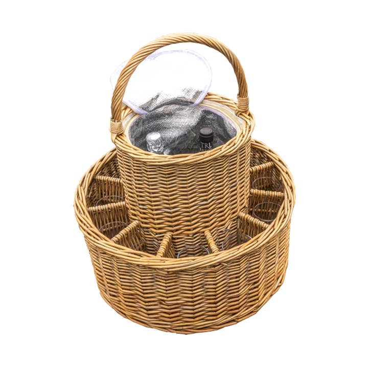 Flettet festkurv med monteret køler og briller for engroshandel hos Red Hamper