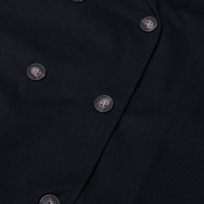 BLACK Knee Length Color Block Trench Coat for wholesale on Faire5