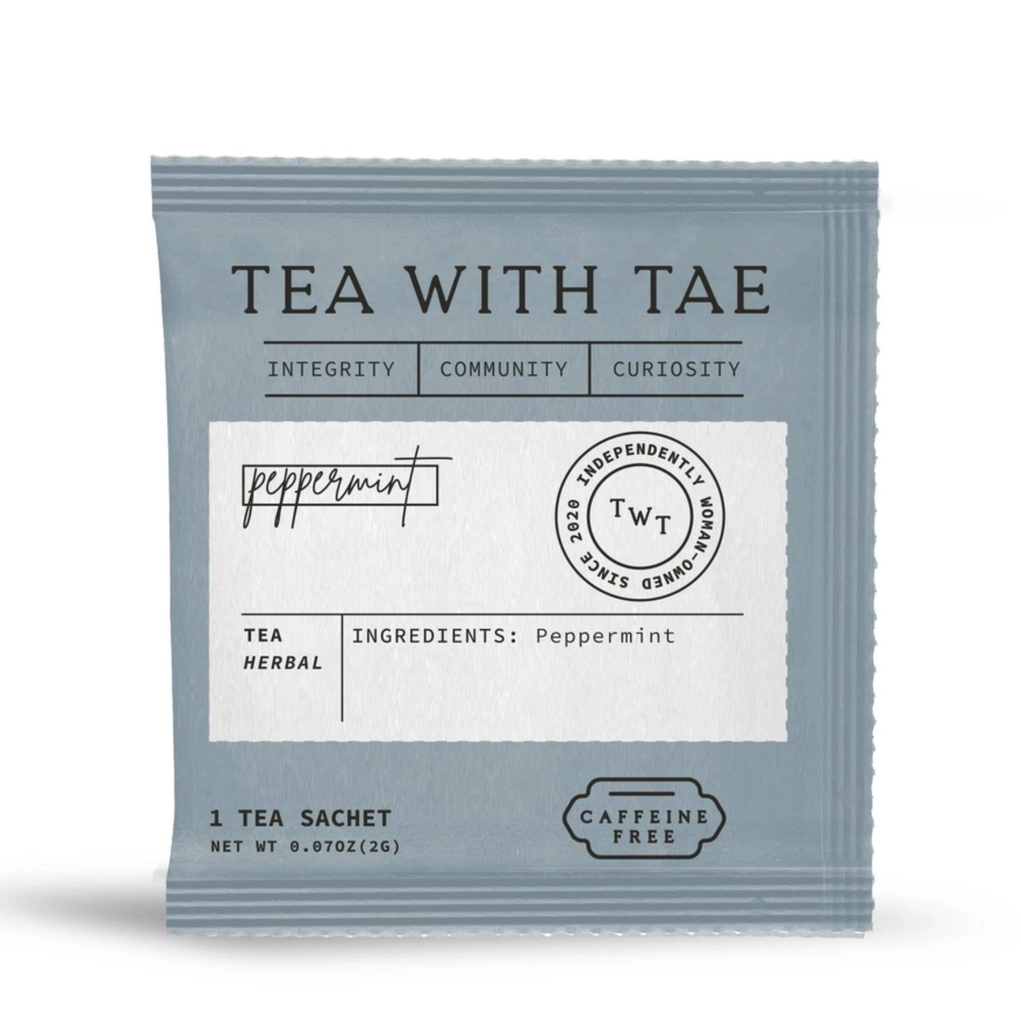 Tea with Tae - Wholesale Tea Bags - Peppermint Herbal Minty Tea - Individually Wrapped Tea Bag0