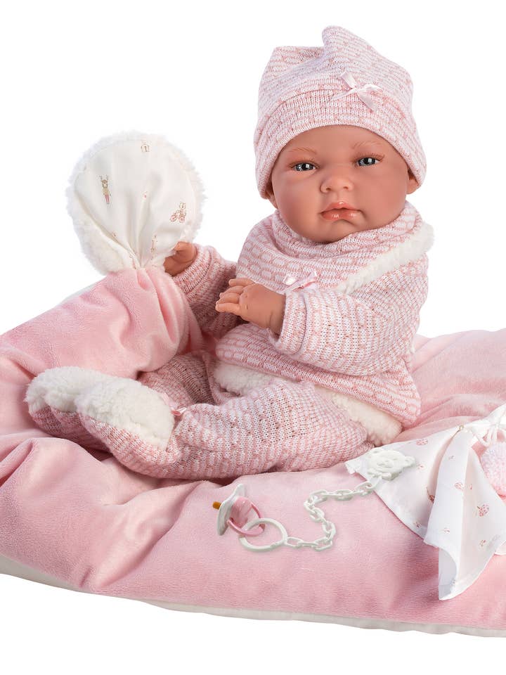 15.7" Anatomically-Correct Newborn Doll Naomi with Cushion for wholesale by Llorens