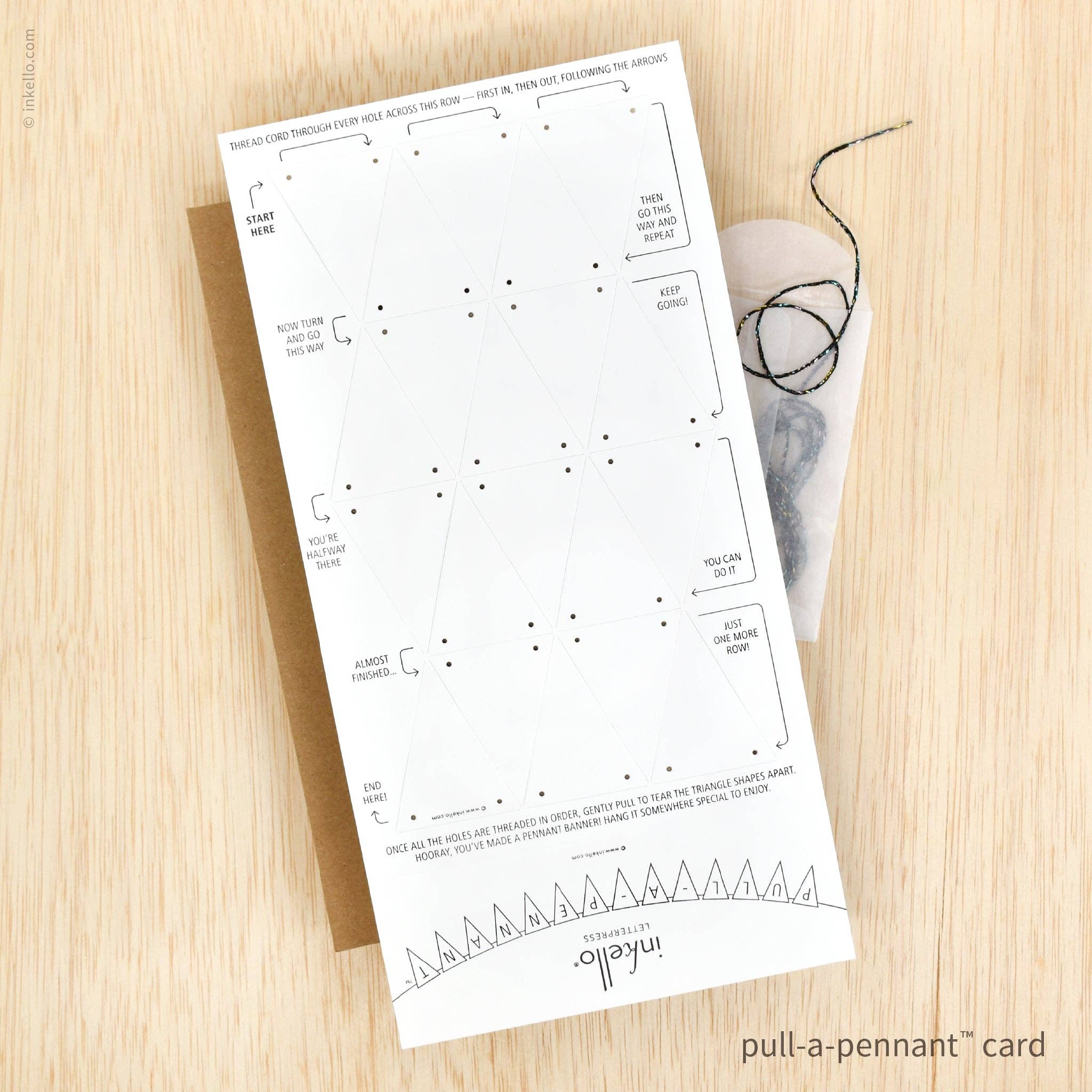 Inkello Letterpress - Vente Carte de vœux classique - Carte de vœux DIY Blank Pull-A-Pennant™ (#524)0