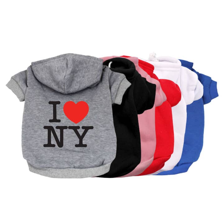 I Love New York Dog Hoodie for wholesale by The Honest Dog Company