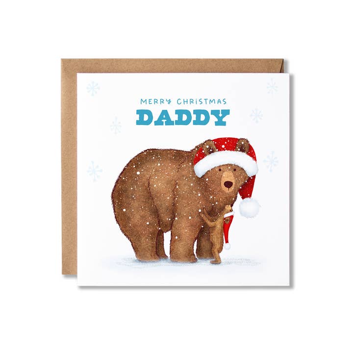 Christmas Bears Merry Christmas Daddy 1 or 2 cubs Card for wholesale by Badgerbee Design