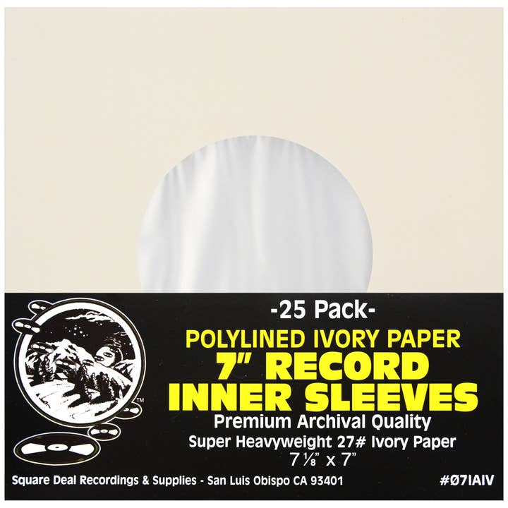 Mangas interiores 7" Ivory Record - Poliforradas, Super Pesado por atacado de Square Deal Recordings & Supplies