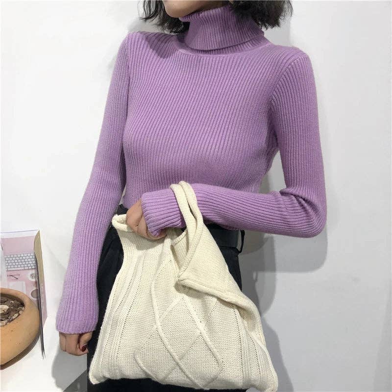 Blak Wardrob - Wholesale Knitted jumper – Women′s - Turtleneck Women Korean Sweater29