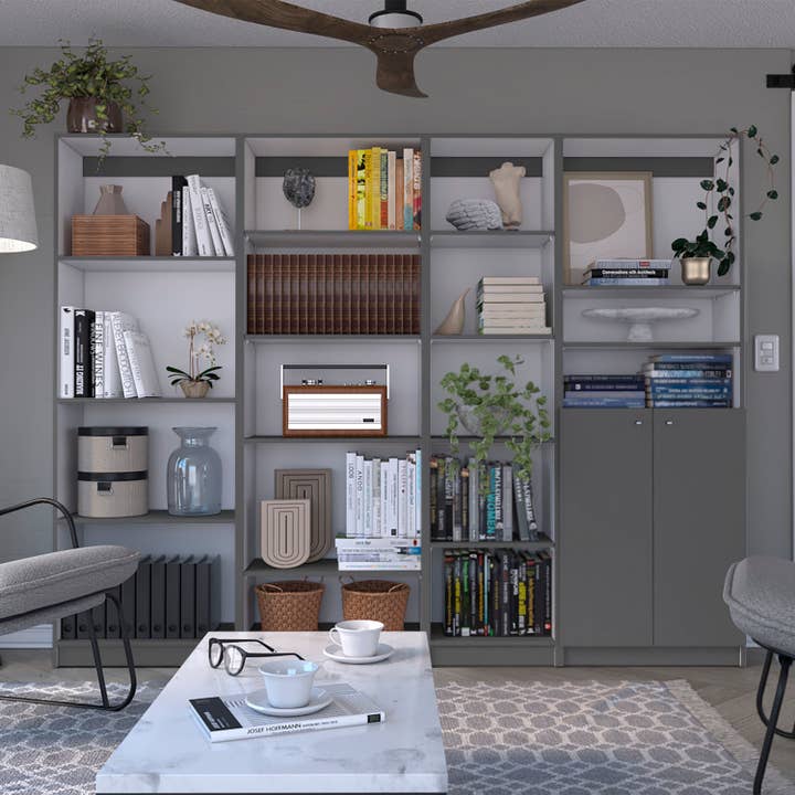 Multicolorido Conjunto de Sala Dixie 4 Peças, Cinza Mate/Branco para venda a revendedores na Faire