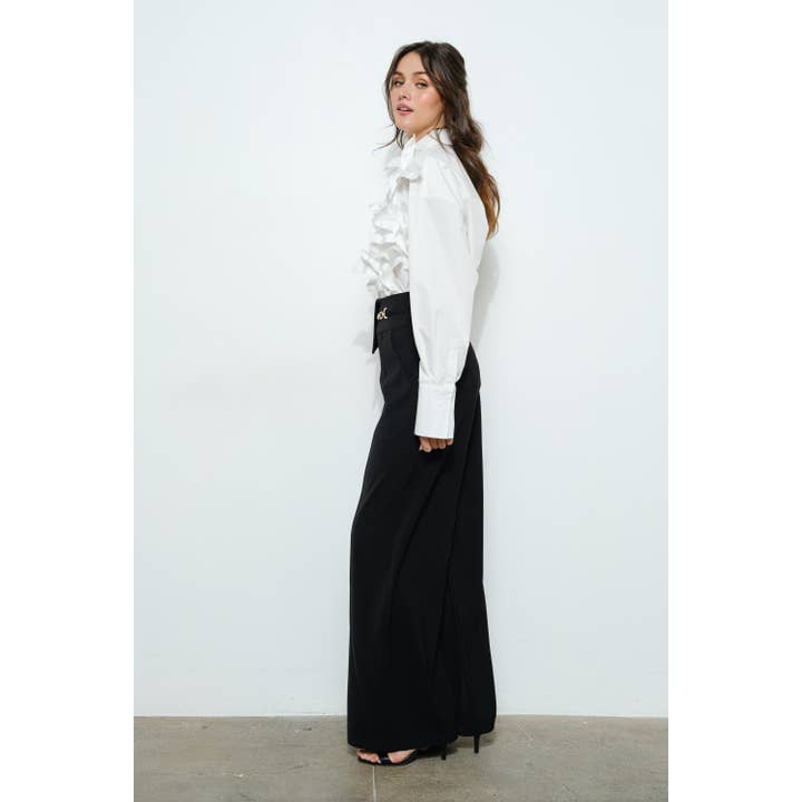 INA – Engroshandel Bluse - Dame – 3D båndblomst applikation skræddersyet skjorte5