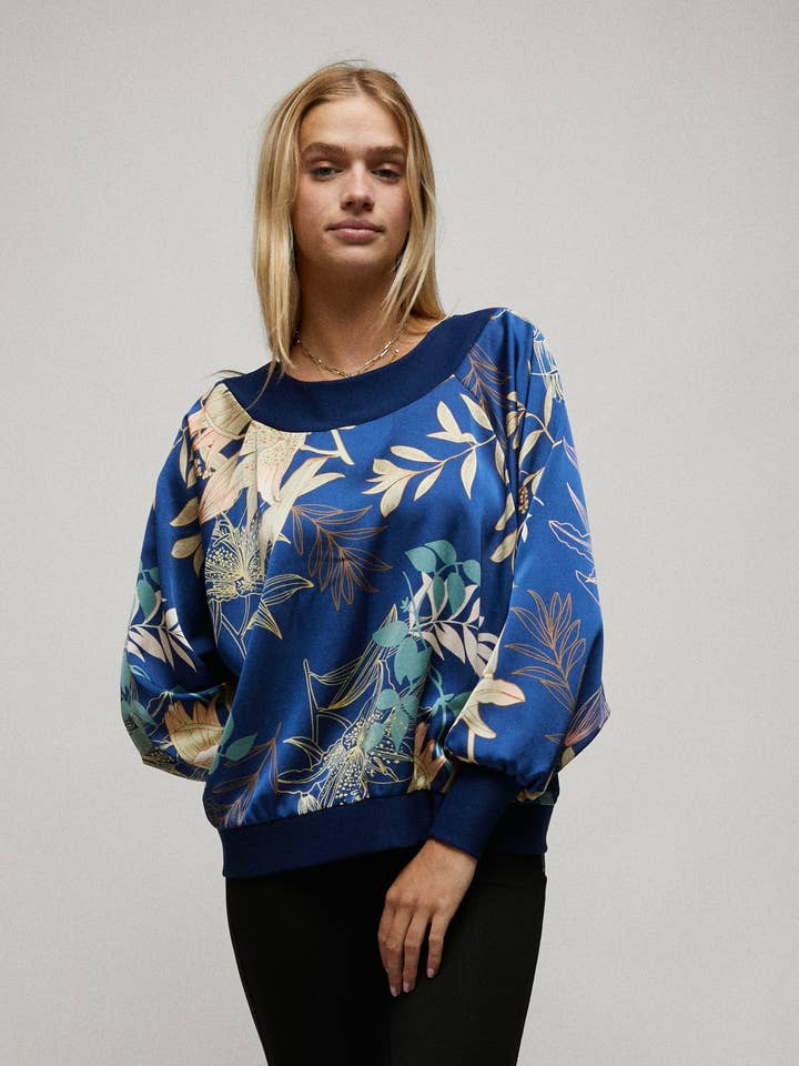 BLU NAVY Top reversibile a pipistrello a maniche lunghe in vendita all'ingrosso su Faire0