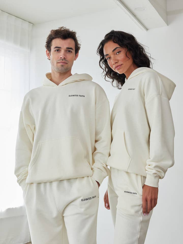 Elevated Faith - Wholesale Hoodie - Unisex - Basics White Sand Unisex Hoodie1