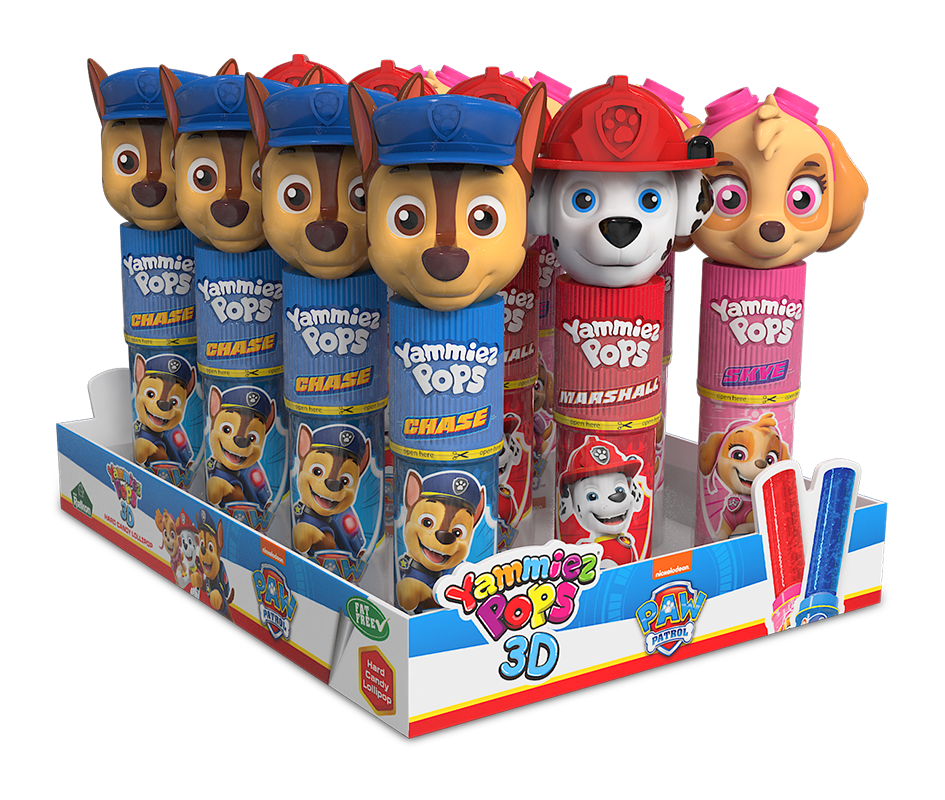 Candycat – wholesale Klubba – Relkon Push Pop napp - 3D Paw Patrol - 15g1