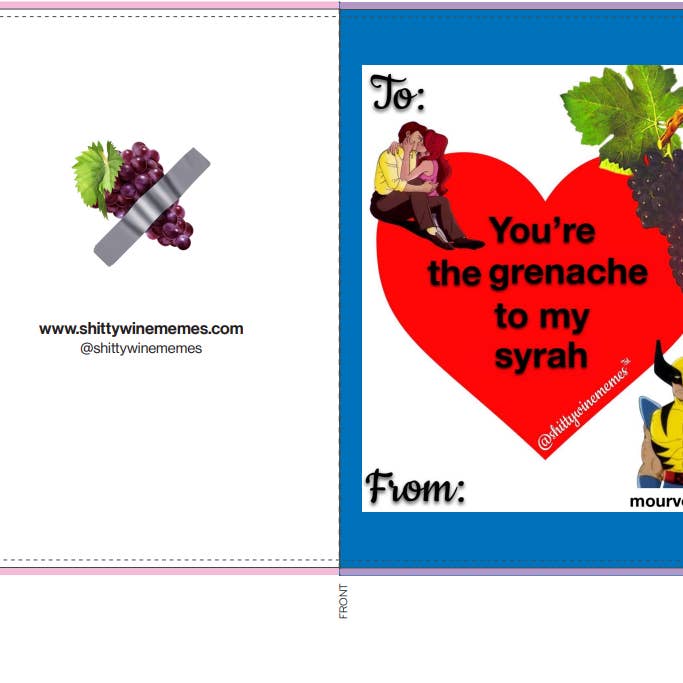 Tu és o Grenache para o meu Cartão de Saudação Syrah Valentim por atacado de Shitty Wine Memes